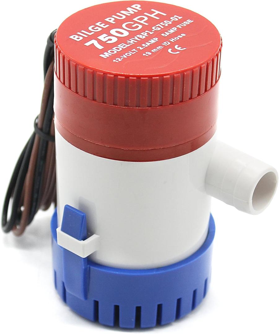 Marine Submersible Boat Rule Bilge Water Pump 750 GPH 12V 3/4 inch Hose Outlet for Boats