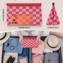 Small Makeup Bag for Purse,Cute Travel Makeup Pouch, Perfect Cosmetic & Toiletry Bag for Women, Lipstick Case & Brush Holder, Mini Vanity Organizer(LA_Light Brown-Beige)