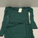 Amkoyam Women's 2025 Sexy Off Shoulder Dress Long Sleeve Bodycon Ruched Formal Cocktail Party Mini Dresses, Size: Small (Dark Green)