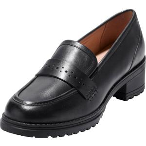 Cole Haan Women's Corrinne Lug Penny Loafers, Black Leather, 9-B US