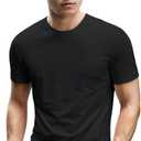 Men's Short Sleeve Crew Neck T-Shirt, S - 3XL with Modern Cut (Black, M)