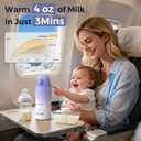 Portable Bottle Warmer for Travel, Dual Heating Modes for Breastmilk & Water Formula, Milk Warmer On The Go with Fast Heating & Long Battery Life, 5-Temp Control,12 Ounces Large Capacity