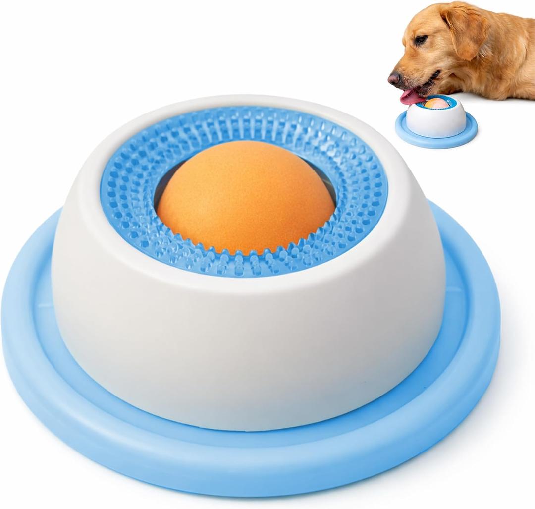 Calming Lick Bowl for Dogs & Cats, Non-Slip Slow Feeder with Rotating Lick Ball for Liquid & Wet Food, Anxiety Relief Enrichment Toy, Keeps Pets Busy, Happy & Engaged, 1 Pack