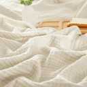 PHF 100% Cotton Muslin Blanket Queen Size 90"x90", 4-Layer Lightweight Gauze Throw, Breathable Cloud-Soft Minimalist Blanket for Bed, Couch, Camping & Baby, Birch, Ideal Gift