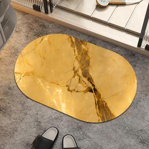 Golden Marble-, Super Absorbent Quick-Drying Bathroom Mat Rug, Rubber Non-Slip Bottoms, Easy to Clean,Ultra Thin Bathroom Rugs Fit Under Door and Bathtub(1727.5Inch)