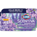 Clorox Scentiva Disinfecting Wet Mop Pad, Disposable Heads, Multi-Surface Floor Wipes, Lavender and Jasmine, 2 Packs, 24 Refills Per Pack