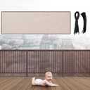 Hosuly Banister Guard 18 x 3 ft Balcony Netting for Kids Pets Stairway Safety Net Baby Fence Door Balcony Netting Safety Mesh Stair Net with No Drilling for Apartment Railing(Brown)