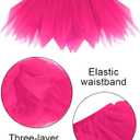 Tulle Tutu Skirt Shredded for Women Teens Short Layered Ballet Petticoat Elastic Waist Halloween Costume 80s Party Cosplay (Pink)