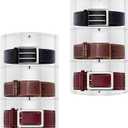 Belt Organizer 6 Compartments Acrylic Belt Storage for Closet with Dust Cover, Transparent Display Case for Belts, Multi-Purpose Display Box, Clear Belt Tie Case for Women Men Home