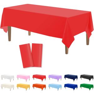 Kopokita 2PCS Red Plastic Tablecloths 54 x 108 Inch, Disposable Table Cloths Rectangle Party Table Covers
