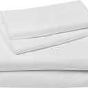 Amazon Basics Soft, Comfortable Queen Size Bed Sheets, Deluxe Microfiber, 4-Piece, Bright White Striped