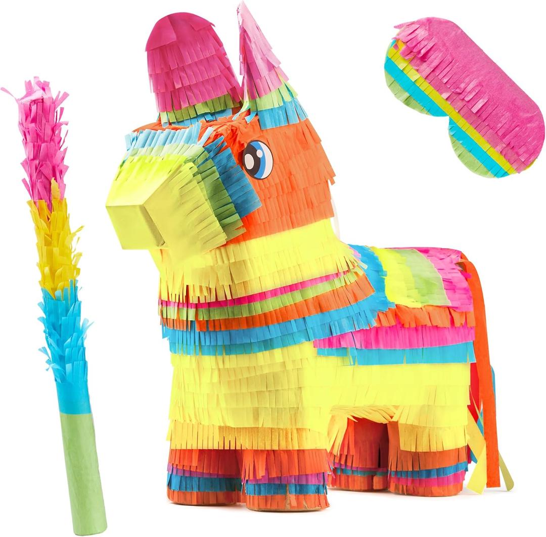 Cinco De Mayo Donkey Pinata for Kids Birthday Party, (13 x 20 x 5 in.) for Fun Fiesta Taco Party Supplies, Luau Event Photo Props, Mexican Theme Decoration, Carnivals Festivals, Taco Tuesday Event