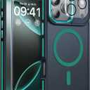 Magnetic 3 in 1 for iPhone 17 Pro Case, [Omni-Directional Protection] with 1x Screen Protector + 1x Camera Cover, [Seamless Work with Magsafe] Shockproof Slim Thin Matte Case for iPhone 17 Pro Green