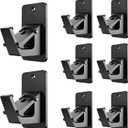 Universal Curtain Rod Holders, No Drill Curtain Rod Brackets, Self Adhesive Curtain Rod Brackets Up to 30 LB, Nail Free Curtain Rod Hooks for Bathroom, Bedroom, Livingroom, Kitchen (8PC, Black)