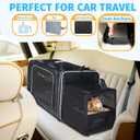 Side Expandable Extra Large Cat Carrier with Litter Box, Black, 24"L x 17"W x 17"H