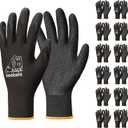 toolant Crinkle Latex Work Gloves Bulk, Rubber Coated Safety Work Gloves for Men and Women, 12 Pairs for Construction, Gardening, Warehouse (Black, Medium)