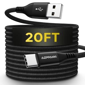 Long USB C Cable 20 FT [Premium Nylon Braided] USB A to USB C Cable Fast Charging Cord Compatible with MacBook/PS5 Controller/Galaxy/LG/Pixel/Moto and More Type C Devices