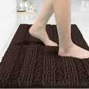 Yimobra Bathroom Rug Mat 32 x 20, Non Slip and Super Absorbent Bath Mat,Machine Washable Quick Dry,Ultra Plush Chenille Shower Rugs for Bathroom Floor Sink Tub and Shower Outside,Brown