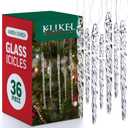 Klikel Glass Icicle Ornaments - Winter Decorations for Christmas Tree - Total 36 Hanging Ornaments - 18 4" and 18 6"