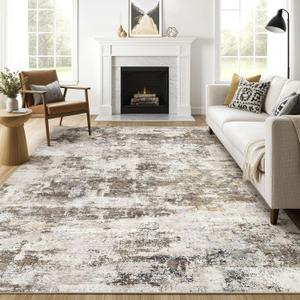 LOONGRUG 7x9 Area Rug Washable Large Neutral Modern Living Room Rugs
