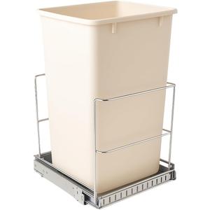 Pull-Out Trash Can for Cabinet – 9 Gal (36 Qt) – Heavy-Duty Chrome Slide, Smooth Soft-Close Operation, Built-in Trash Bag Storage – Fits ≥11″ Cabinet Opening – Bin Not Included