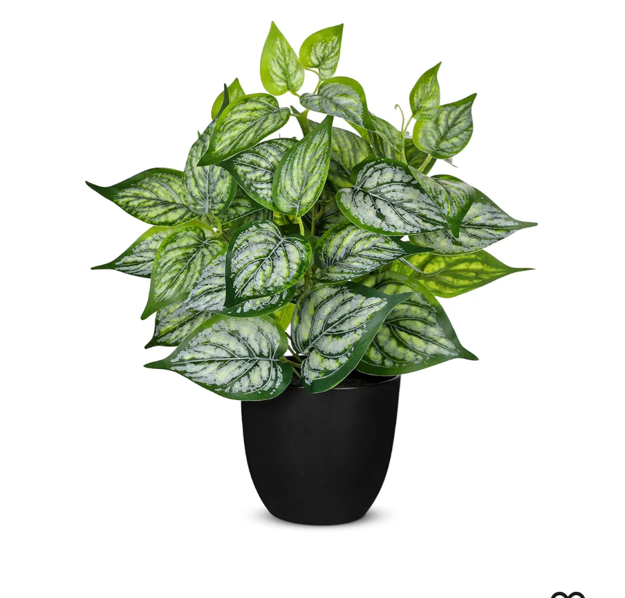 14.5" Artificial Plants Indoor Home Decor, Fake Potted Silk Plants for Shelves Living Room Decorative, Small Artificial Office Desk Plant in Pots, Faux Potted Greenery Tropical House Plant