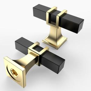 Asidrama 10 Pack Single Hole Center Matte Black and Gold Kitchen Cabinet Knobs, Cabinet Knobs Kitchen Cabinet Hardware for Cupboard Drawer Knobs