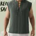 Spooktacular Creations Halloween Renaissance Shirt Costume Men, Beige Medieval Tunic Pirate Sleeveless Tank Top (M)