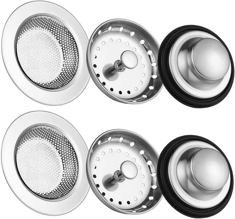 Kitchen Sink Drain Strainer 6 Pack Stainless Steel Sink Stopper, Anti-Clogging Kitchen Sink Drain Basket for Kitchen Sink Strainer Replacement Set (Silver)