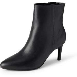 Amazon Essentials Women's Stiletto Heel Dress Ankle Boots (10, Black Faux Leather)