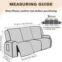 Gennia Recliner Sofa Covers 5 Pieces, Waterproof Sectional Couch Cover Stretch 3 Seat Reclining Couch Cover Soft Sofa Slipcover with Elastic Bottom Furniture Protector for Kis, Pets (Beige)