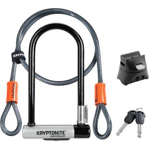 Kryptonite Kryptolok Standard Bike U-Lock with Cable, Heavy Duty Anti-Theft Bicycle U Lock, 12.7mm Shackle and 10mm x 4ft Length Security Cable with Mounting Bracket and Keys