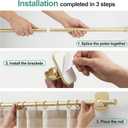 Curtain Rods No Drilling for Windows 30-75 Inch, Renter Friendly Adjustable Curtain Rod, Heavy Duty Metal Drapery Rods with Adhesive Brackets, Gold