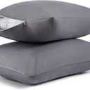 Cotton Pillow Protectors/Cases Queen Size with Zipper 2 Pack Grey Color,Cooling & Breathable Bed Pillow Protectors Set of 2 Pillow Cases Cover (Queen Size 20" x 30")