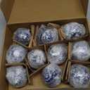 10 Pcs Porcelain Ball Ornaments Blue and White Chinoiserie Christmas Tree Hanging Ornaments 2.4 Inch Chinoiserie Porcelain Ceramic Decorative for Christmas Party Supplies