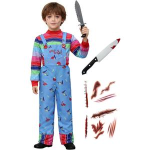 Chucky Costume for Kids Horror Film Dress up Halloween Toddler Ghost Costume Child's Cosplay Suit S