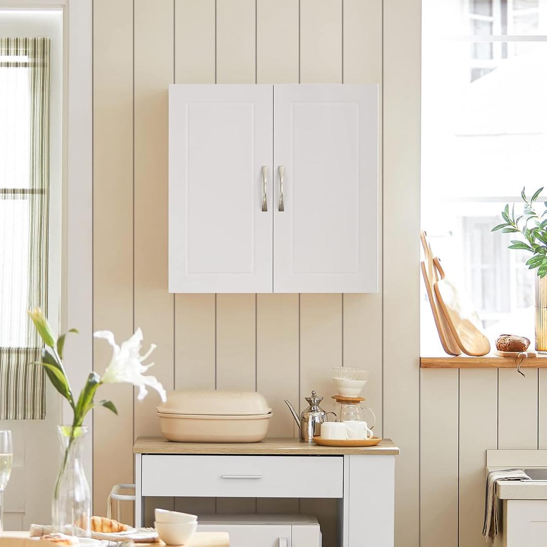 Haotian Wall Cabinet Laundry Room, Medicine Cabinet for Bathroom Kitchen Garage, Wall Storage Cabinet with Adjustable Shelf, White FRG231-W