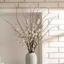 8 Pcs 38 Inch Artificial Flowers Cherry Blossom 45 Inch Curly Willow Branches for Spring Summer Indoor Decoration Faux Long Stem Silk Plum Blossom for Wedding Home Office Hotel Vase Decor