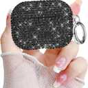 Newseego for AirPods Pro 3 Generation Case, Luxury Sparkly Bling Rhinestone Case with Keychain for Women Girls Anti-Lost Glitter Crystal Hard PC Shockproof Protective Cover for AirPods Pro 3rd-Black