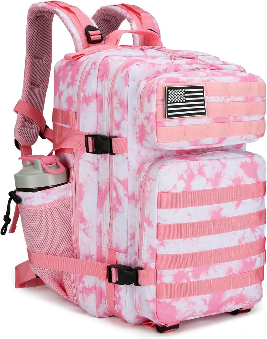 45L Tactical Assault Backpack 3 day assault pack with Molle Waterproof backpack Rucksack for Tactical Backpacks (Pink coral)