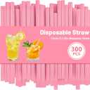 300 Pack Pink Cocktail Straws 5.12inch Short Straws for Drinks, 0.24inch Diameter Disposable Plastic Straws for Boba, Coffee, Milkshakes,Perfect for Bar, Party, Daily Use.(Pink)