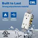 CML 20 Amp Decorator Receptacle Outlet with Tamper Resistant (TR), Standard Electrical Wall Outlet, 20A/125V, UL Listed, White, 50 Pack
