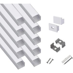 hunhun 10-Pack 3.3ft/1Meter Plus-Size U Shape LED Aluminum Channel System with Milky Cover, End Caps and Mounting Clips, Aluminum Profile for LED Strip Light, Special for Philips Hue Strip