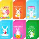 Crtiin 480 Pieces Plastic Easter Gift Bags Large Plastic Tote Easter Candy Goodie Gift with Handles Hunt Bags for Party Favor Supplies, 6 Designs
