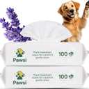 Pawsi Pet Wipes for Dogs and Cats, Hypoallergenic Grooming Wipes for Paws, Body and Butt, Cleaning and Hydrating, Lavender Scented, 2 Pack (100 Wipes Each, 200 Total)