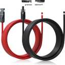ECO-WORTHY 20FT 10AWG Solar Extension Cable 30A/1000V DC, IP67 Waterproof with Compatible Quick Connectors (Red+Black) for Solar Panels, Controllers, Off-Grid Systems