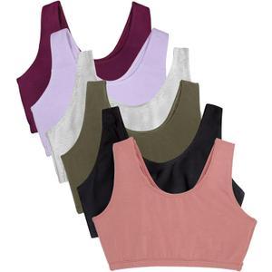 Fruit of the Loom Women's Multi-Pack Tank Top Style Sports Bra (38, Black/Heather Grey/Olive/Purple/Lilac/Dusk)