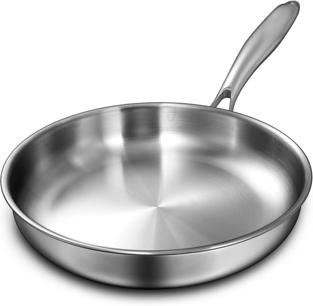 12 Inch Tri-Ply Stainless Steel Frying Pan, Skillet, Induction Cooking Pan, Dishwasher and Oven Safe, Fast & Even Heat, Heavy Duty and Detachable Handle 12 Inch Tri-Ply Stainless Steel Frying Pan, Skillet, Induction Cooking Pan, Dishwasher and Oven Safe, Fast & Even Heat, Heavy Duty and Detachable Handle