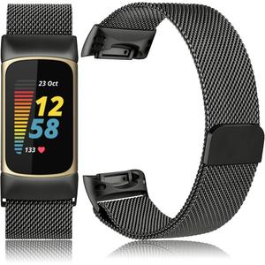 Vanjua Metal Band for Fitbit Charge 6 Bands Women Men, Stainless Steel Metal Mesh Loop Replacement Bracelet Strap for Fitbit Charge 6 / Charge 5 Fitness Tracker