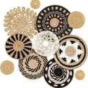 Tatuo 11 Pcs Boho Wall Basket Decor Decorative Bulrush Woven Basket Wall Decor Art Round Farmhouse Hanging Baskets for Kitchen Rustic Home Summer Decorations, Multi Sizes(Boho)